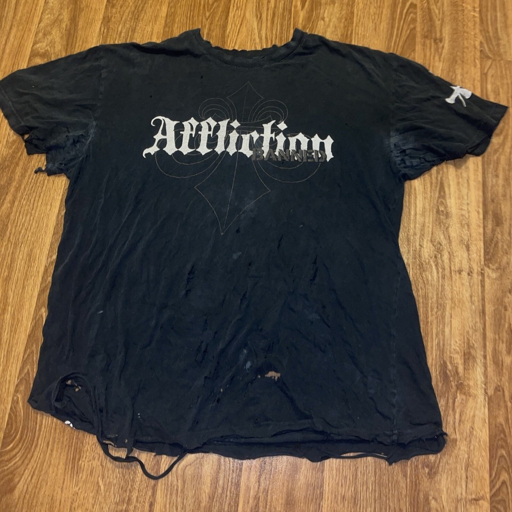 Affliction T Shirt Extreme Distressed Fedor Vs Sylvia Short Sleeve‎ Size 2xl
